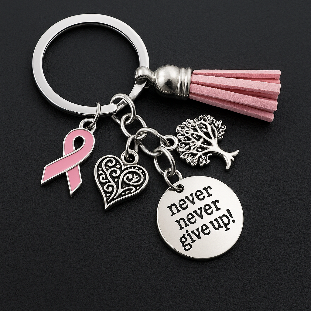 Bröstcancer Nyckelring Charm