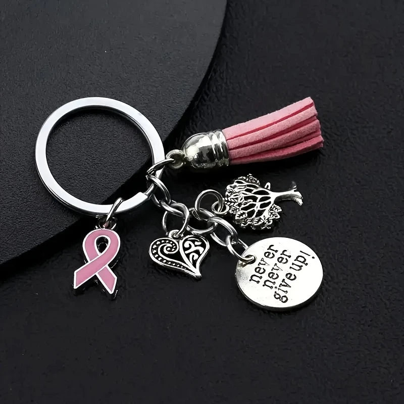 Bröstcancer Nyckelring Charm