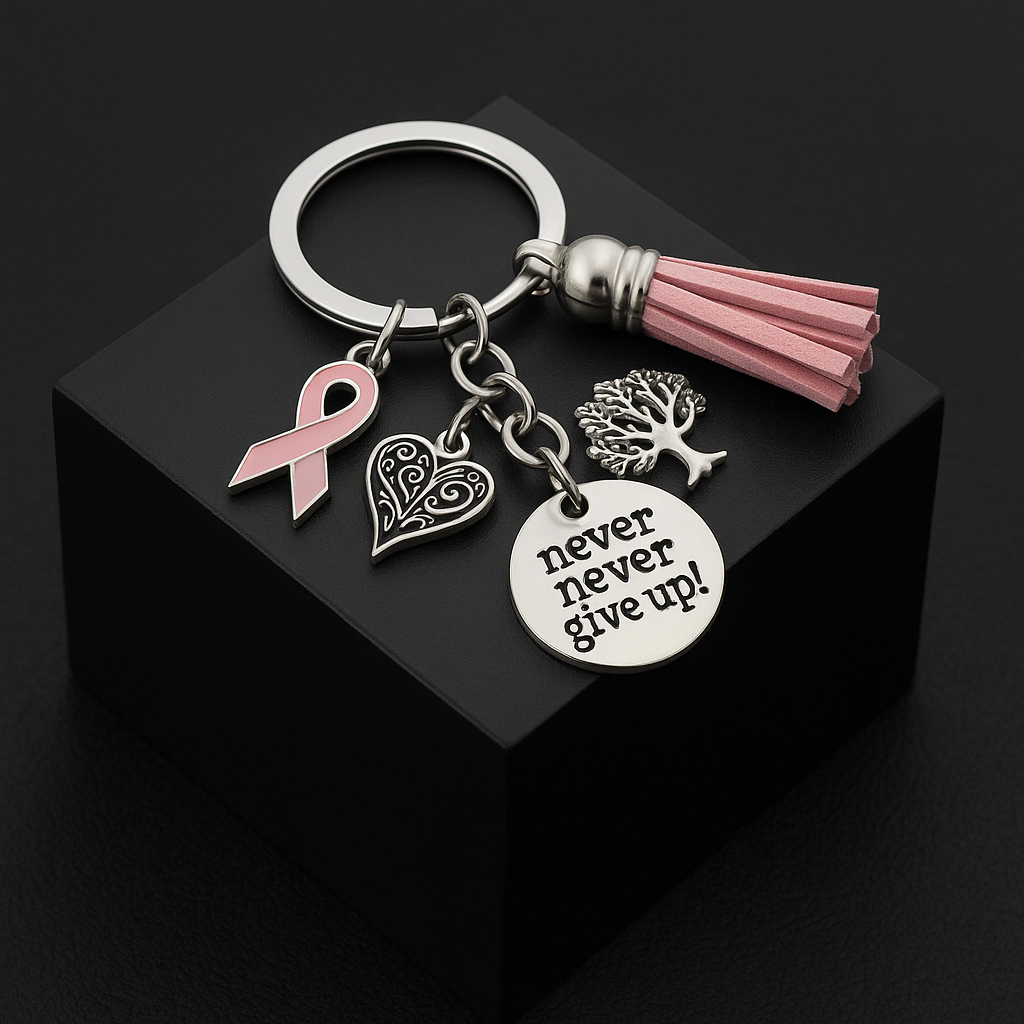 Bröstcancer Nyckelring Charm